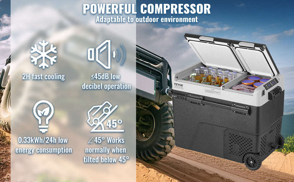 58L Portable Car Refrigerator Dual Zone Compressor Cooler-58 L / france