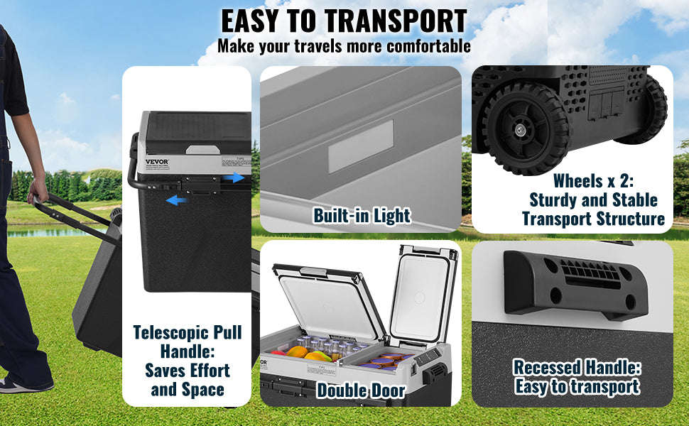58L Portable Car Refrigerator Dual Zone Compressor Cooler-58 L / france