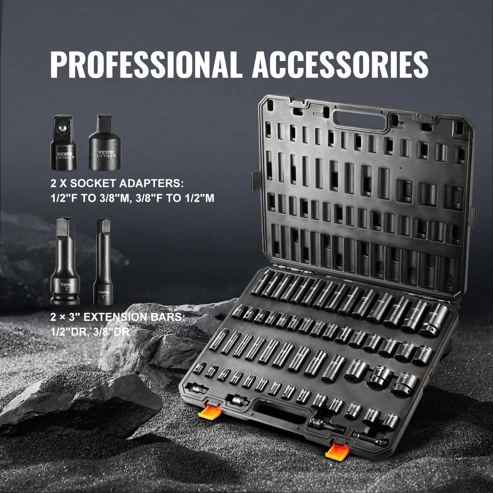 59-Piece Impact Socket Set 3/8" & 1/2" Drive SAE & Metric-59PCS / CZECH REPUBLIC