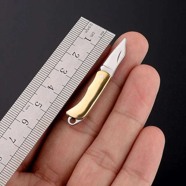 5cm Acrylic Mini Folding Knife Pendant for Outdoor Use-Color Wood