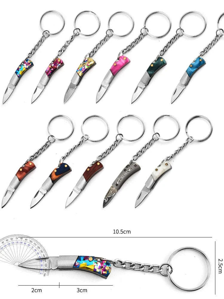 5cm Acrylic Mini Folding Knife Pendant for Outdoor Use-Color Wood