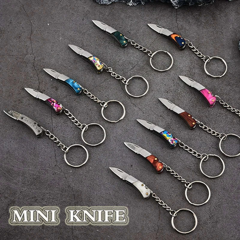 5cm Acrylic Mini Folding Knife Pendant for Outdoor Use-Color Wood