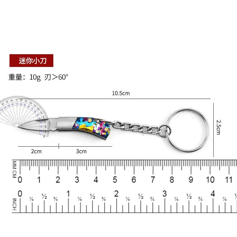 5cm Acrylic Mini Folding Knife Pendant for Outdoor Use-Color Wood