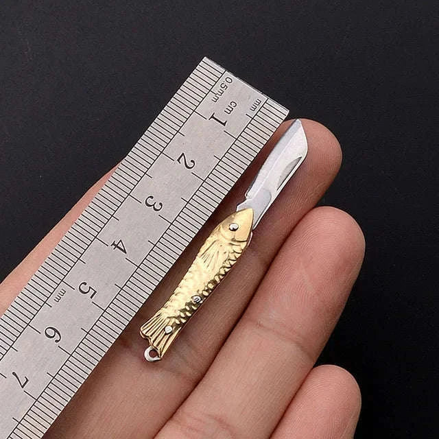 5cm Acrylic Mini Folding Knife Pendant for Outdoor Use-Color Wood