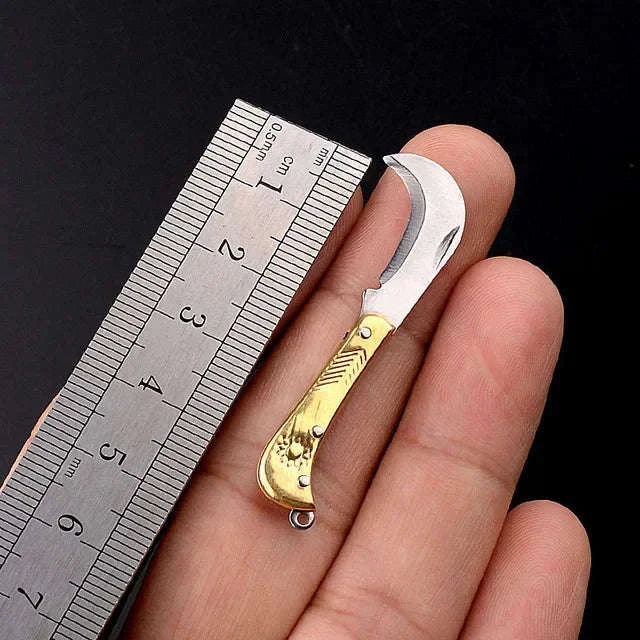 5cm Acrylic Mini Folding Knife Pendant for Outdoor Use-Color Wood