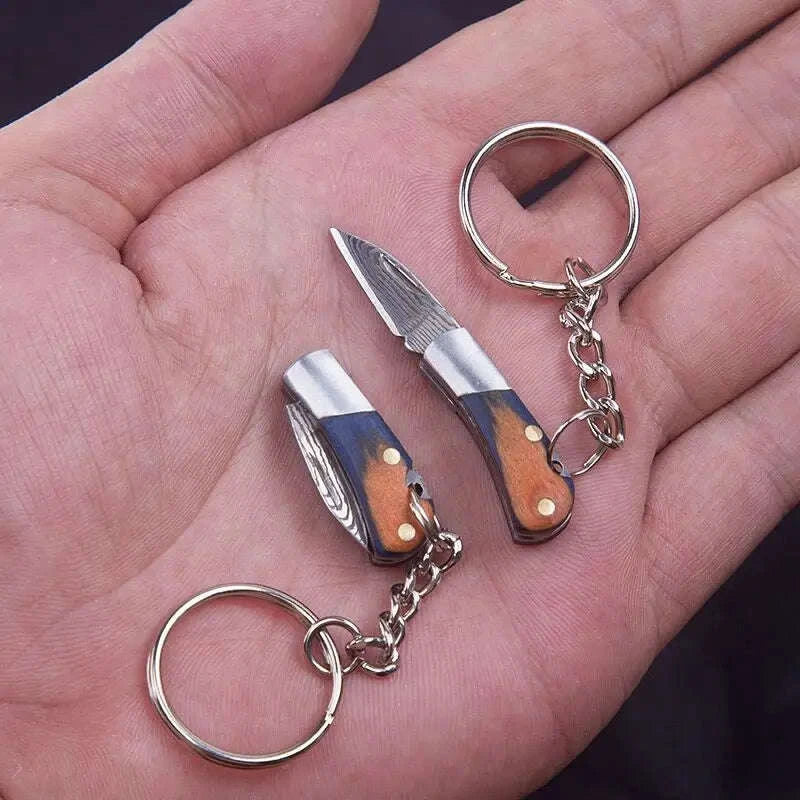 5cm Acrylic Mini Folding Knife Pendant for Outdoor Use-Color Wood