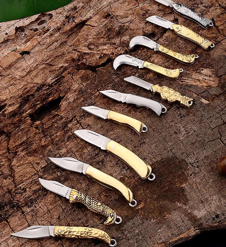 5cm Acrylic Mini Folding Knife Pendant for Outdoor Use-Color Wood