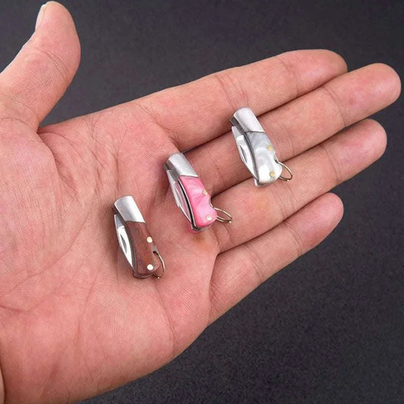5cm Acrylic Mini Folding Knife Pendant for Outdoor Use-Color Wood