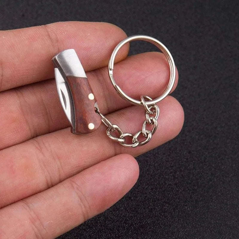5cm Acrylic Mini Folding Knife Pendant for Outdoor Use-Color Wood