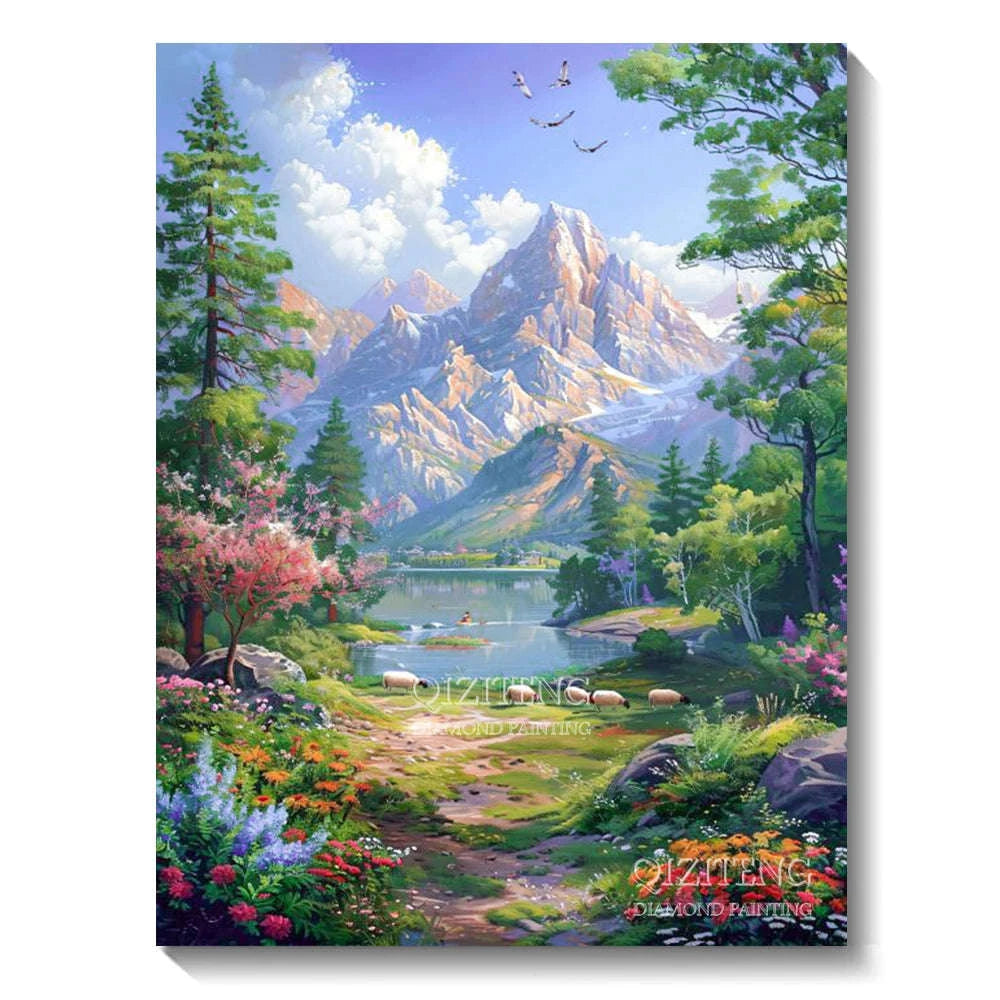 5D Forest Landscape Diamond Painting Kit-FDX3693 / 50x70cm Square
