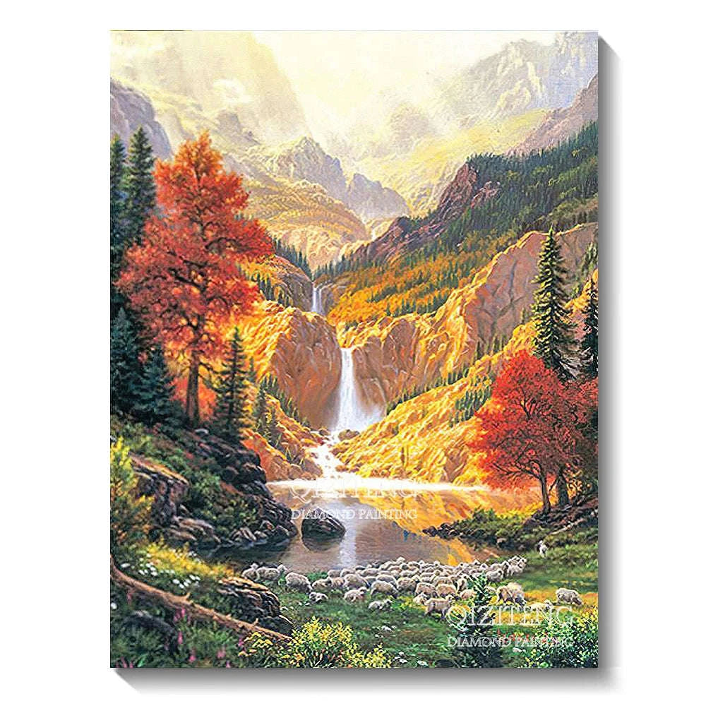5D Forest Landscape Diamond Painting Kit-FDX3693 / 50x70cm Square