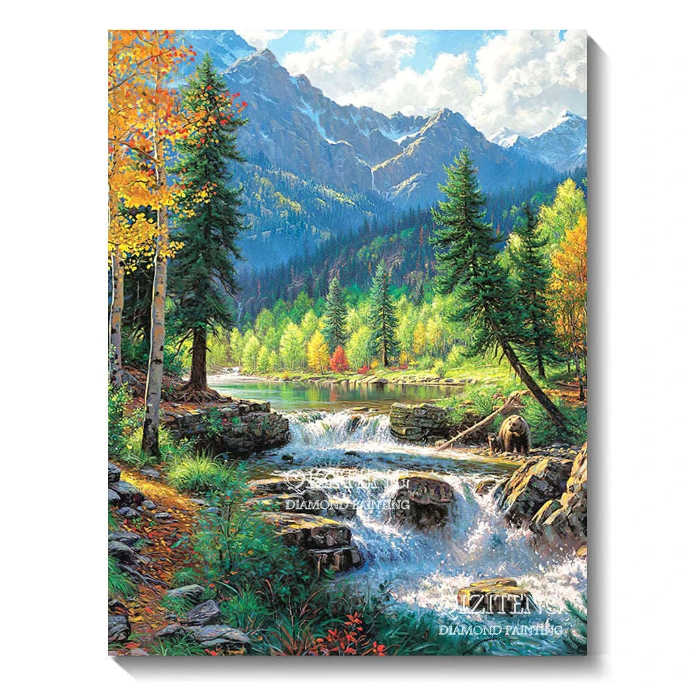 5D Forest Landscape Diamond Painting Kit-FDX3693 / 50x70cm Square