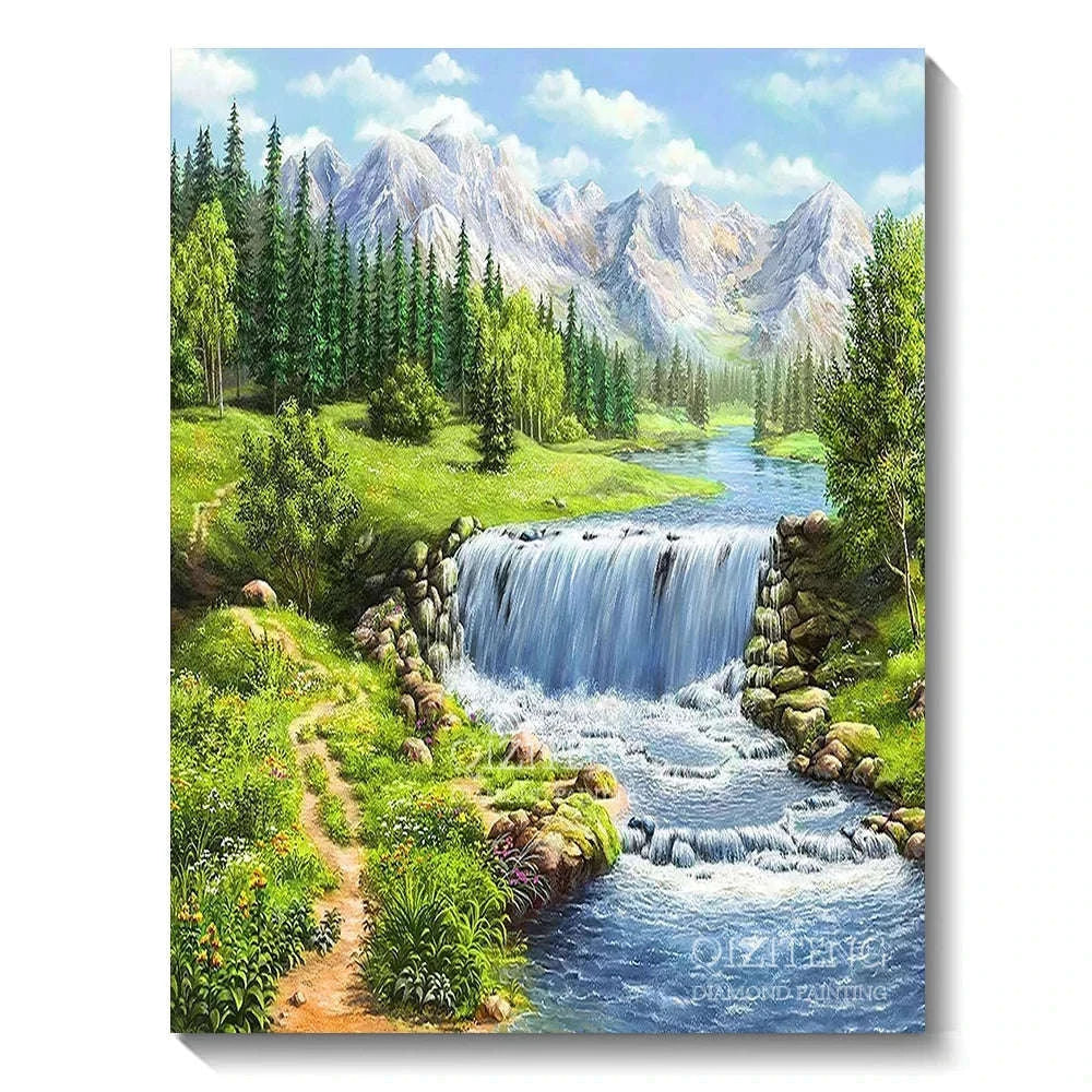 5D Forest Landscape Diamond Painting Kit for Relaxing Crafting-FDX3693 / 50x70cm Square