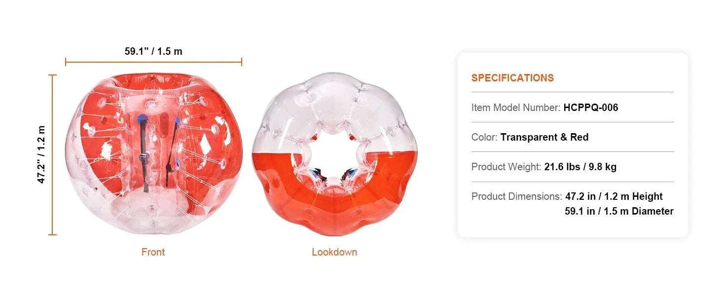 5FT Inflatable Bumper Ball for Teens & Adults Bubble Soccer Fun-red and clear / GERMANY