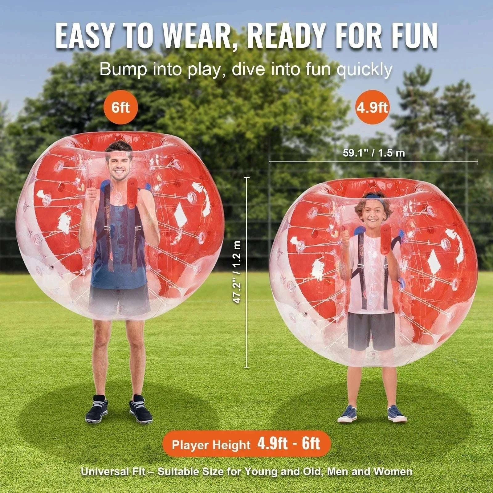 5FT Inflatable Bumper Ball for Teens & Adults Bubble Soccer Fun-red and clear / GERMANY