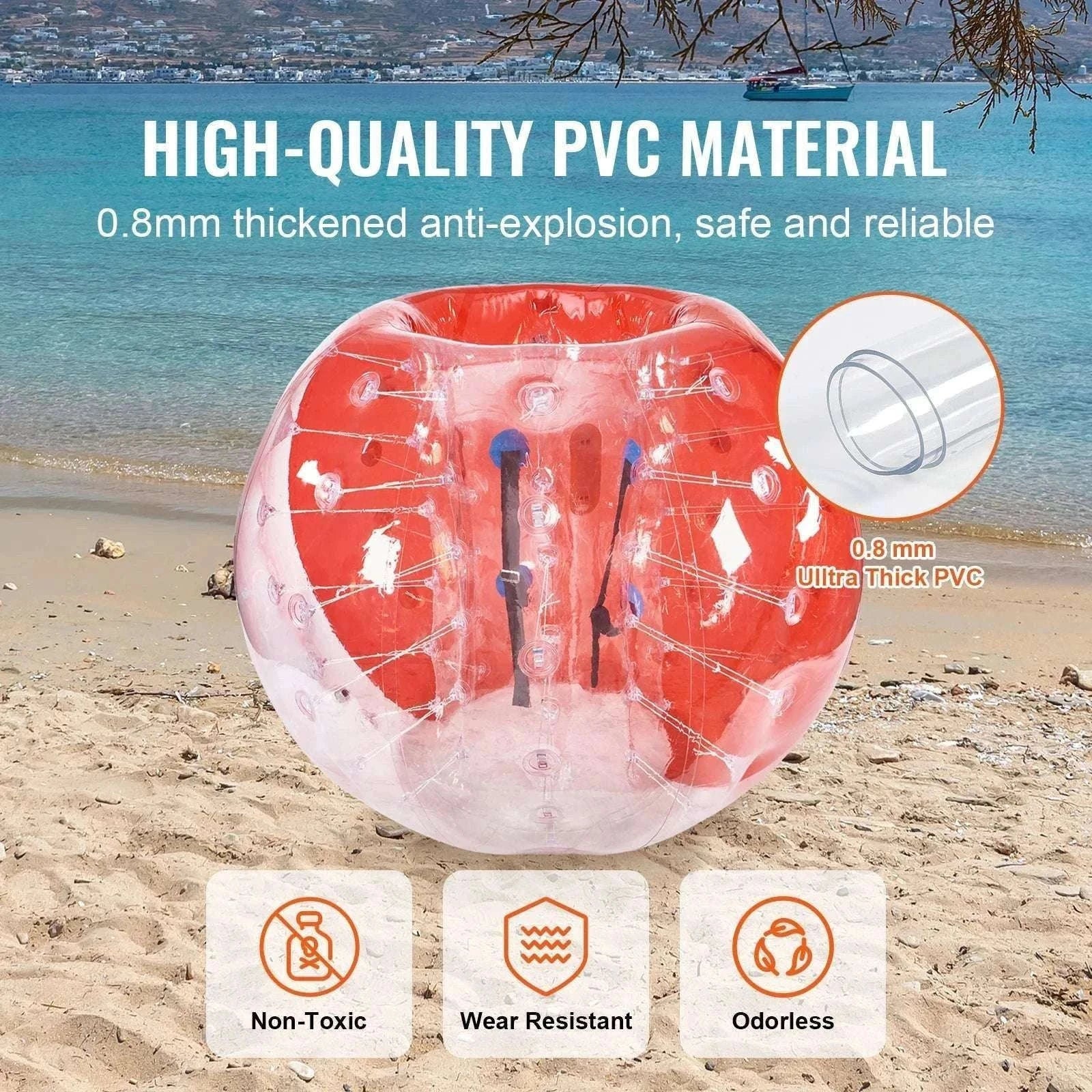 5FT Inflatable Bumper Ball for Teens & Adults Bubble Soccer Fun-red and clear / GERMANY