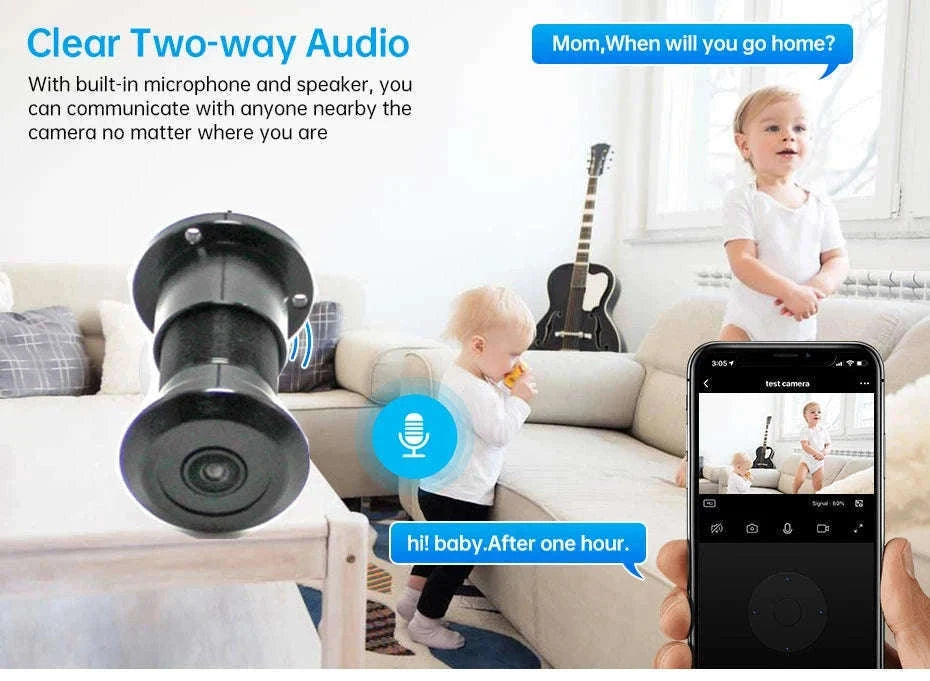 5G Tuya Door Eyehole Security Camera 1080P HD-black