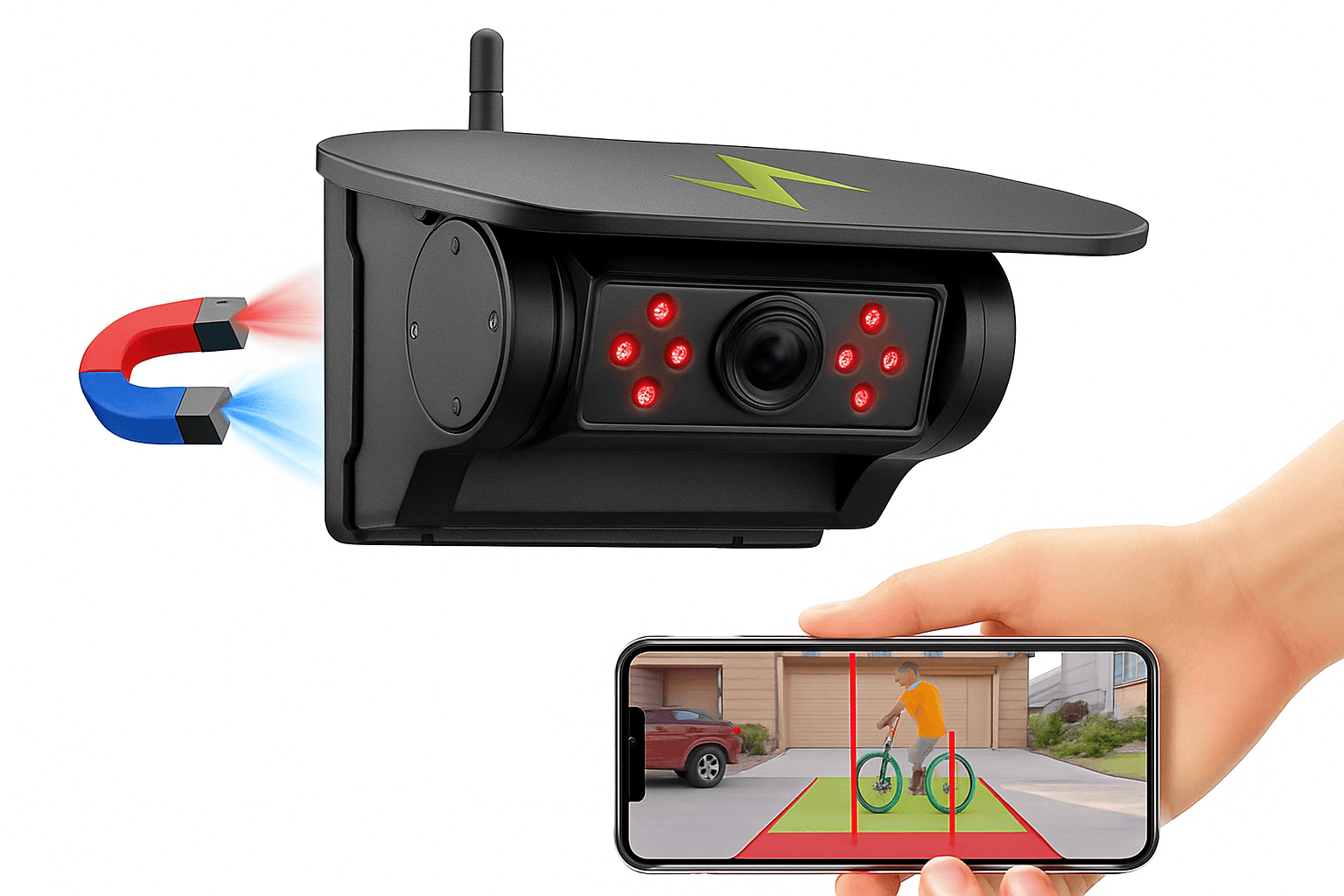 5G Wireless Solar Reversing Camera for Safer Backing Up-Gold