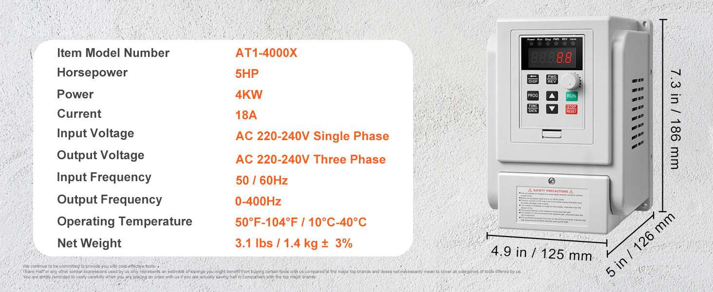 5HP 4KW Variable Frequency Drive 220V Single to 3 Phase Motor Control-10HP 220V / United States