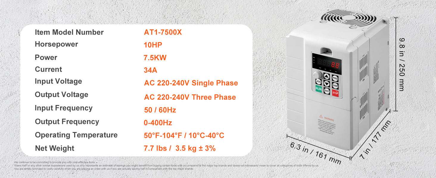 5HP 4KW Variable Frequency Drive 220V Single to 3 Phase Motor Control-10HP 220V / United States