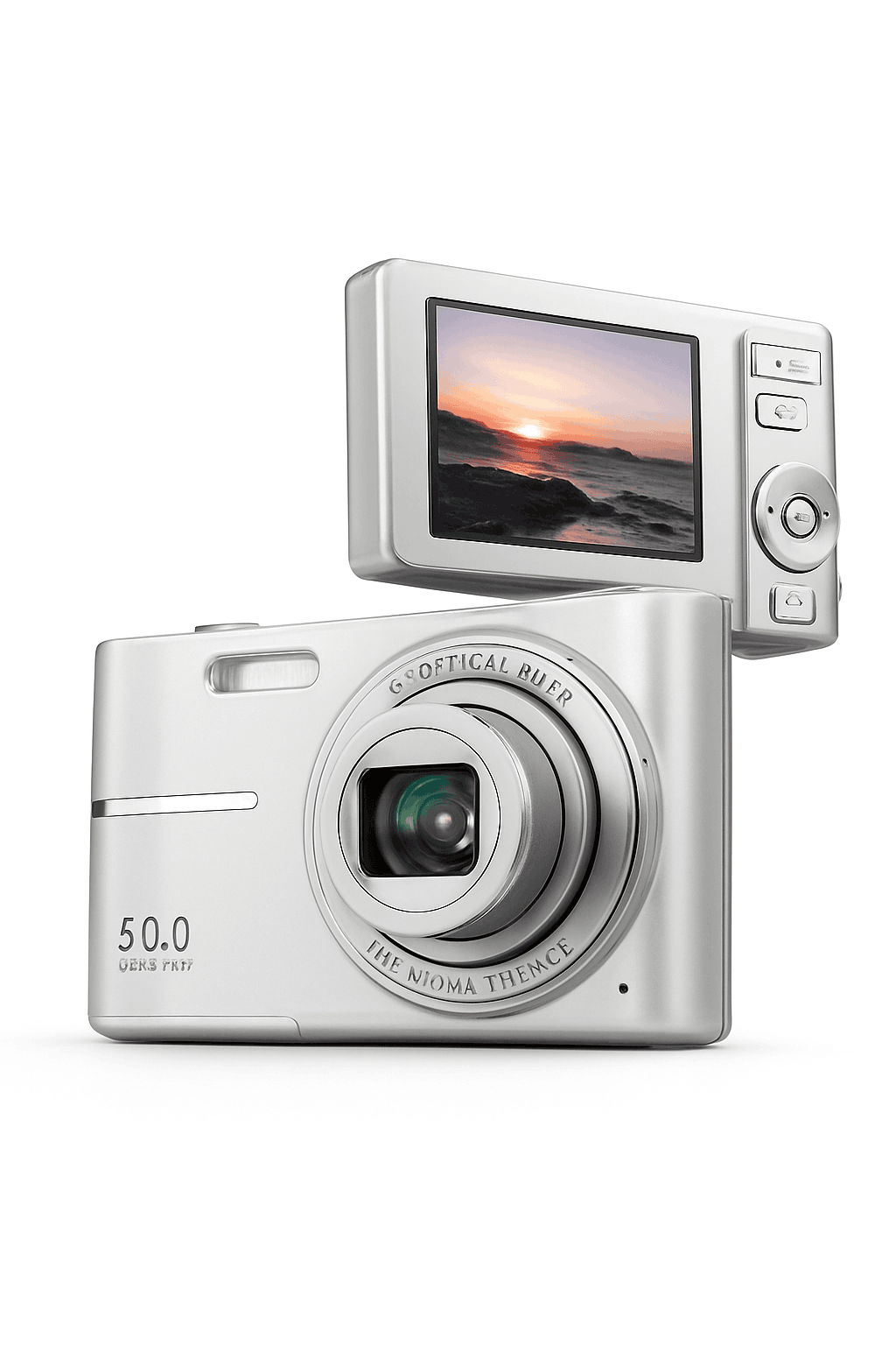 5K 50MP Mini Digital Camera with 16X Zoom, 2.4 Inch IPS Display & Flash-Only Charging Cable