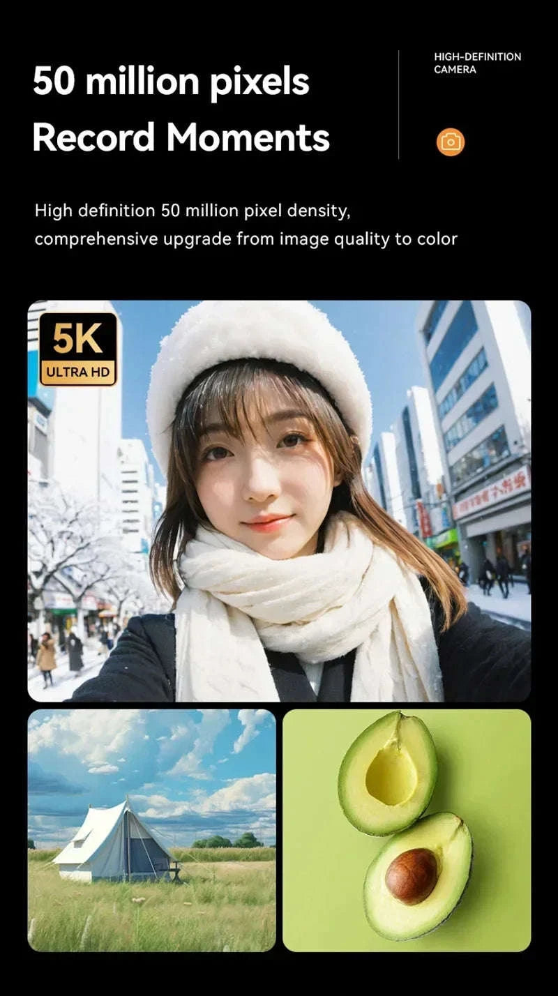 5K 50MP Mini Digital Camera with 16X Zoom, 2.4 Inch IPS Display & Flash-Only Charging Cable