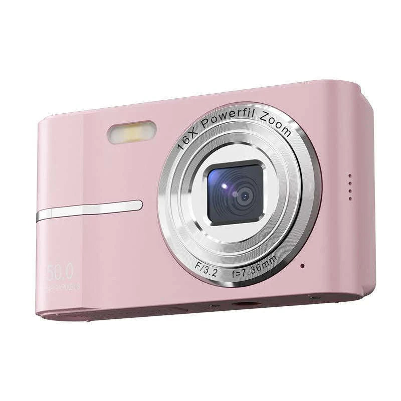 5K 50MP Mini Digital Camera with 16X Zoom, 2.4 Inch IPS Display & Flash-Only Charging Cable