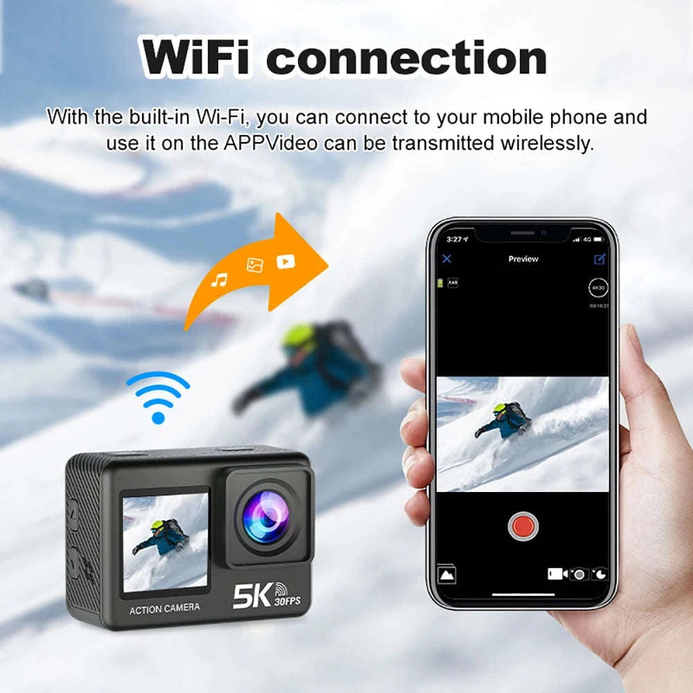 5K Action Camera 4K60FPS Dual Screen Waterproof WiFi Sports Cam-M60TR Option 5