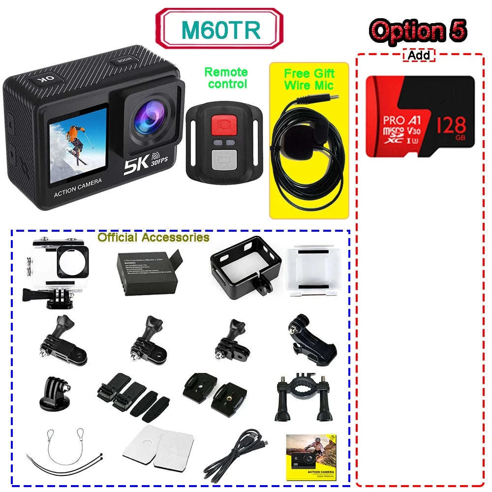 5K Action Camera 4K60FPS Dual Screen Waterproof WiFi Sports Cam-M60TR Option 5