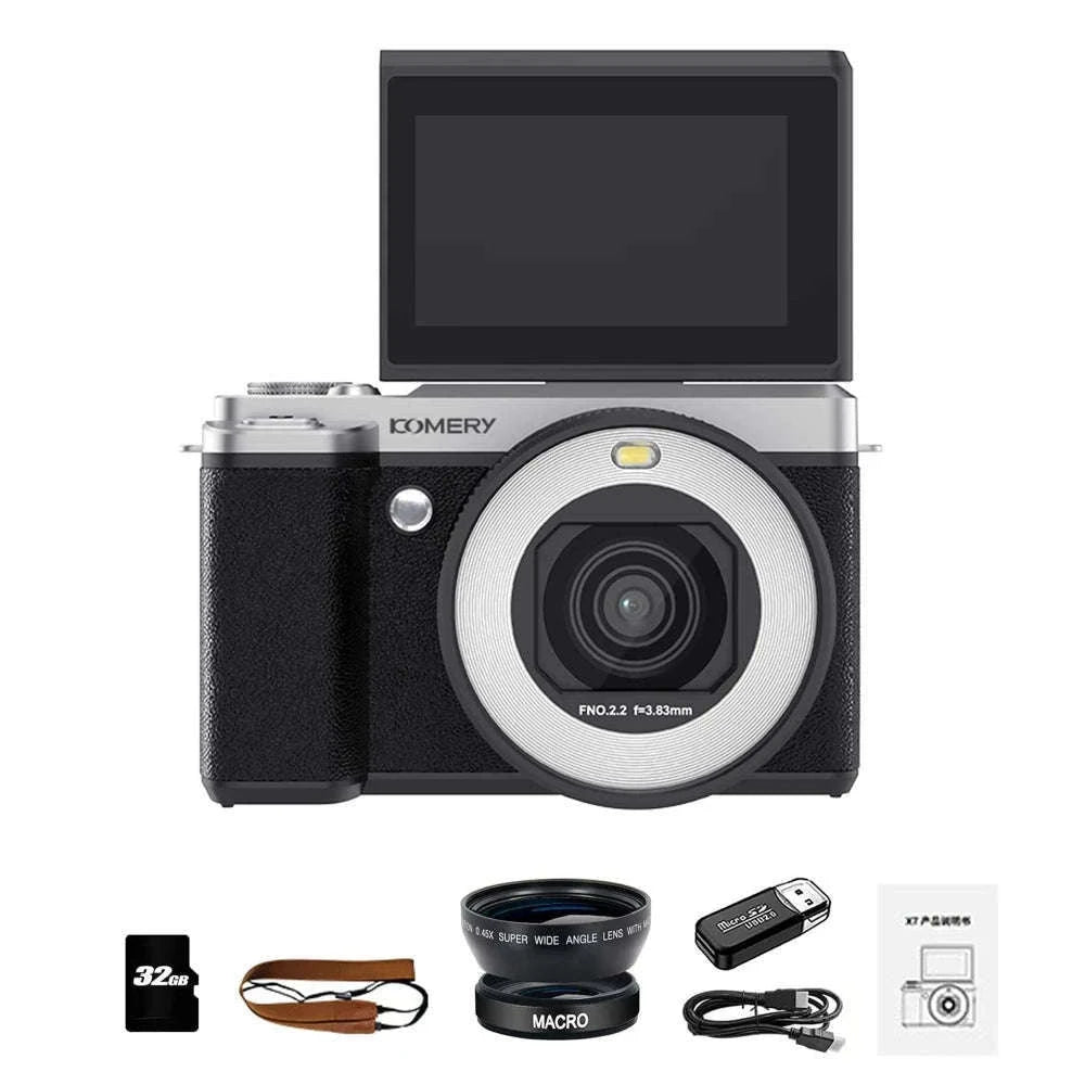 5K Digital Camera 80MP Dual Lens with Flip Screen & WiFi-Black / With 128G TF Card