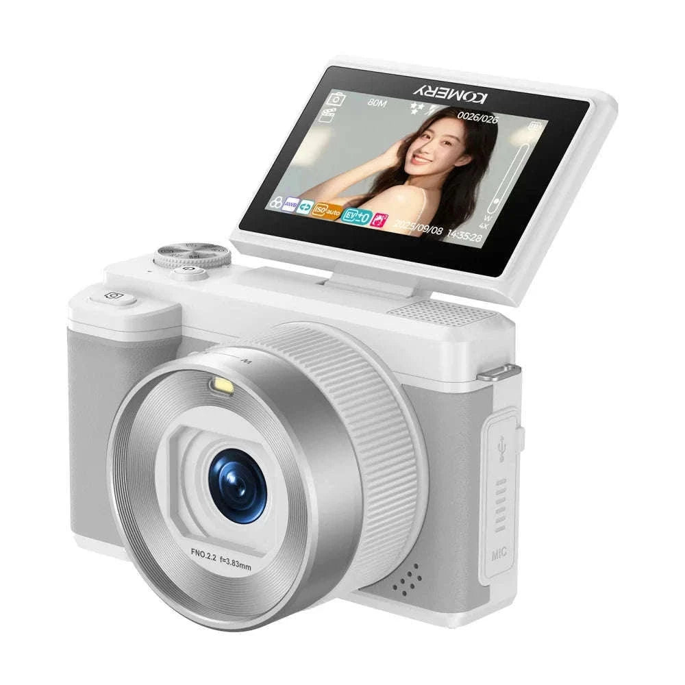 5K Digital Camera 80MP Dual Lens with Flip Screen & WiFi-Black / With 128G TF Card