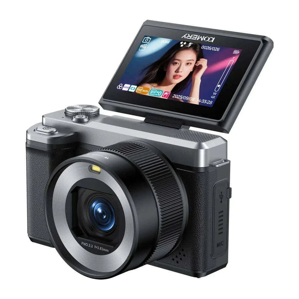 5K Digital Camera 80MP Dual Lens with Flip Screen & WiFi-Black / With 128G TF Card