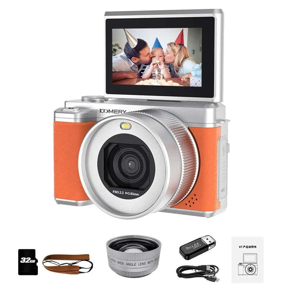 5K Digital Camera 80MP Dual Lens with Flip Screen & WiFi-Black / With 128G TF Card