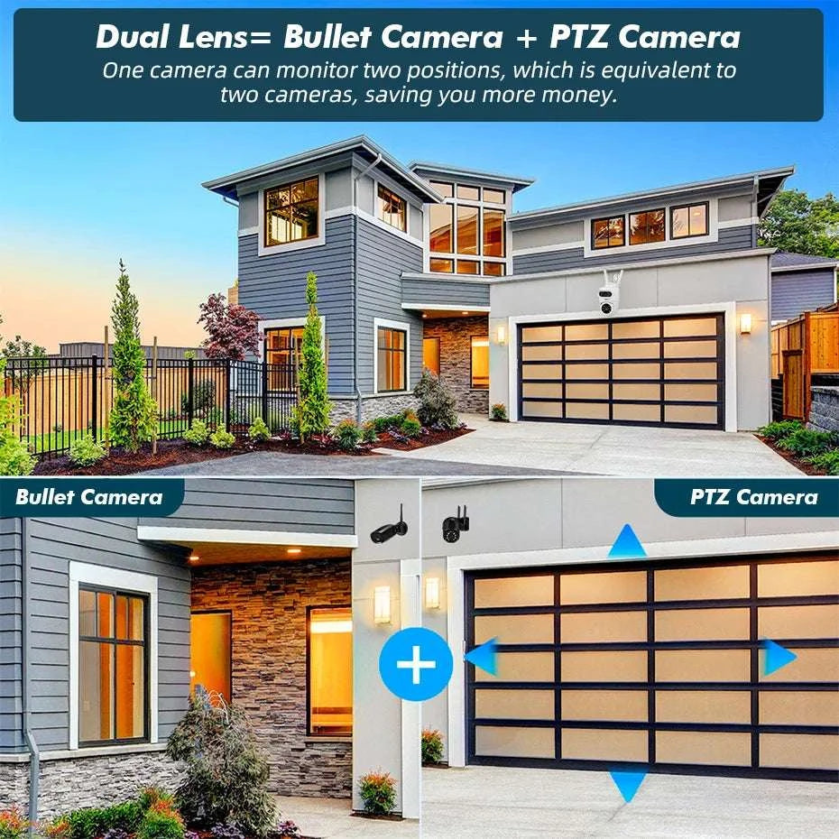 5K Dual Lens Outdoor PTZ Security Camera with WiFi & Night Vision-5K With 32GB Card / US Plug