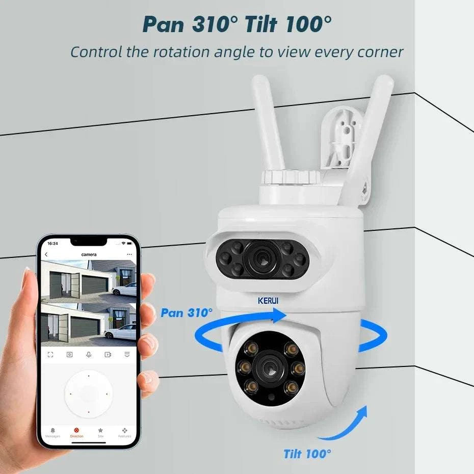 5K Dual Lens Outdoor PTZ Security Camera with WiFi & Night Vision-5K With 32GB Card / US Plug