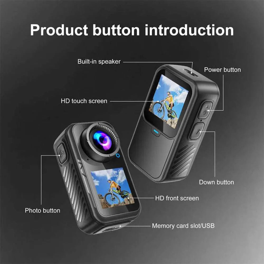 5K Thumb Action Camera 4K 60FPS Touch Screen Waterproof Body Camera-1080P