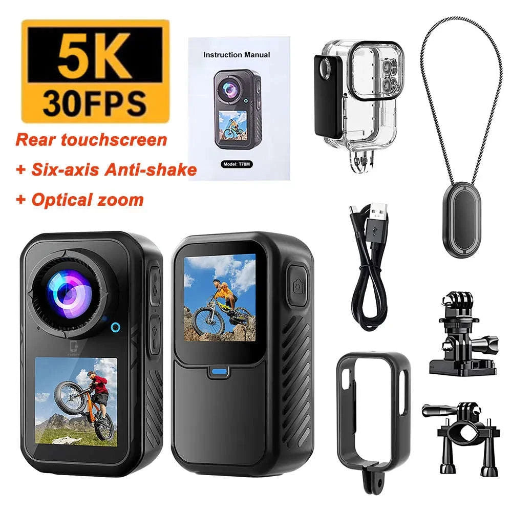 5K Thumb Action Camera 4K 60FPS Touch Screen Waterproof Body Camera-1080P