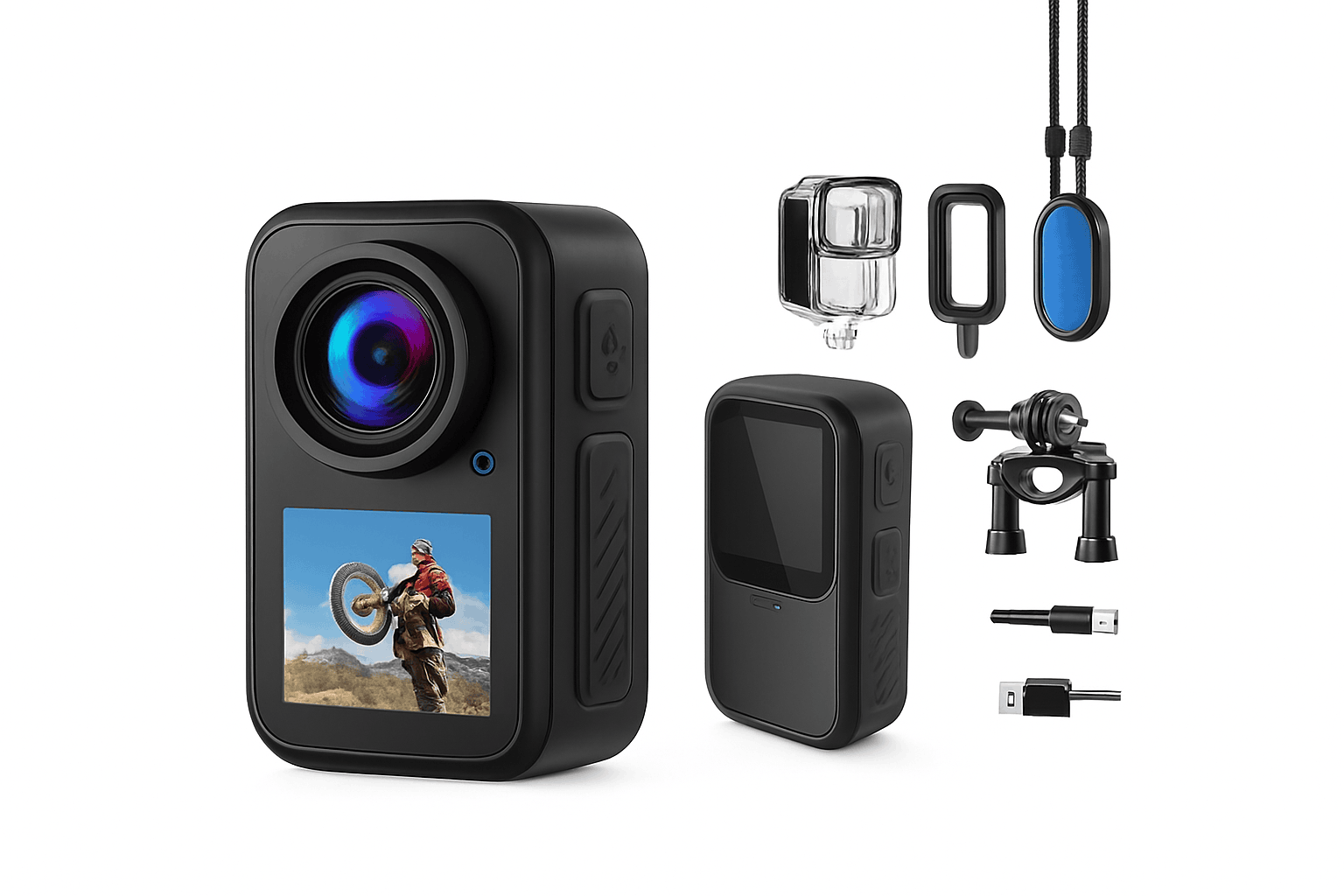 5K Thumb Action Camera 4K 60FPS Touch Screen Waterproof Body Camera-1080P