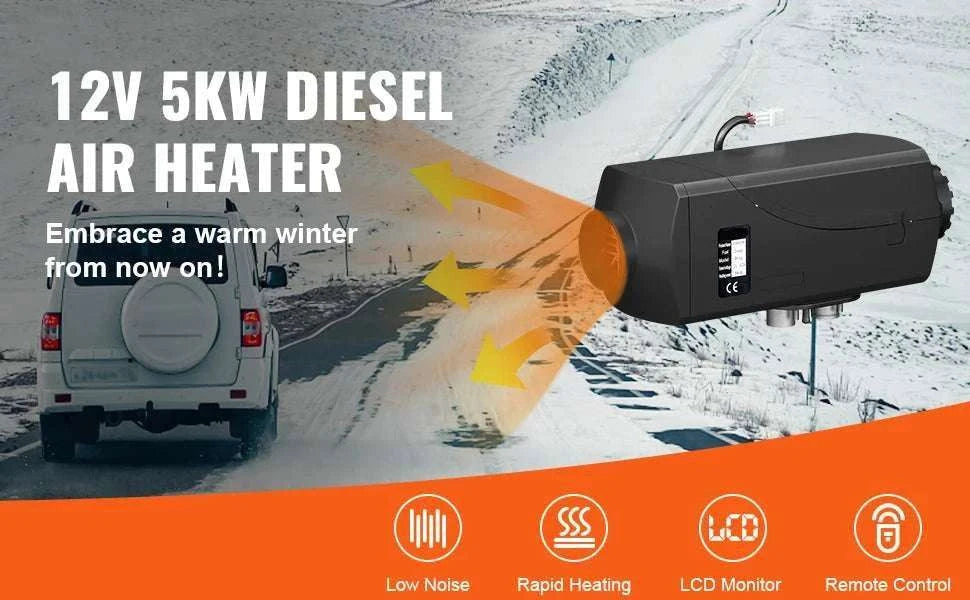 5KW 12V Diesel Air Heater with LCD & Remote for RV Truck Boat-5kw / United States