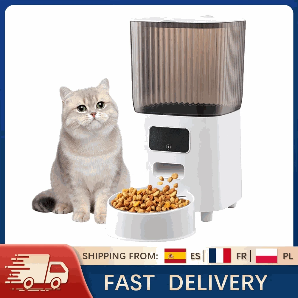 5L Smart Automatic Pet Feeder with Camera & App Control-WHITE / france / 5L