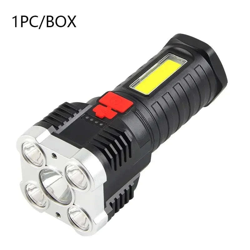 5LED High Power LED Flashlight – Rechargeable Camping Spotlight-HY912 black