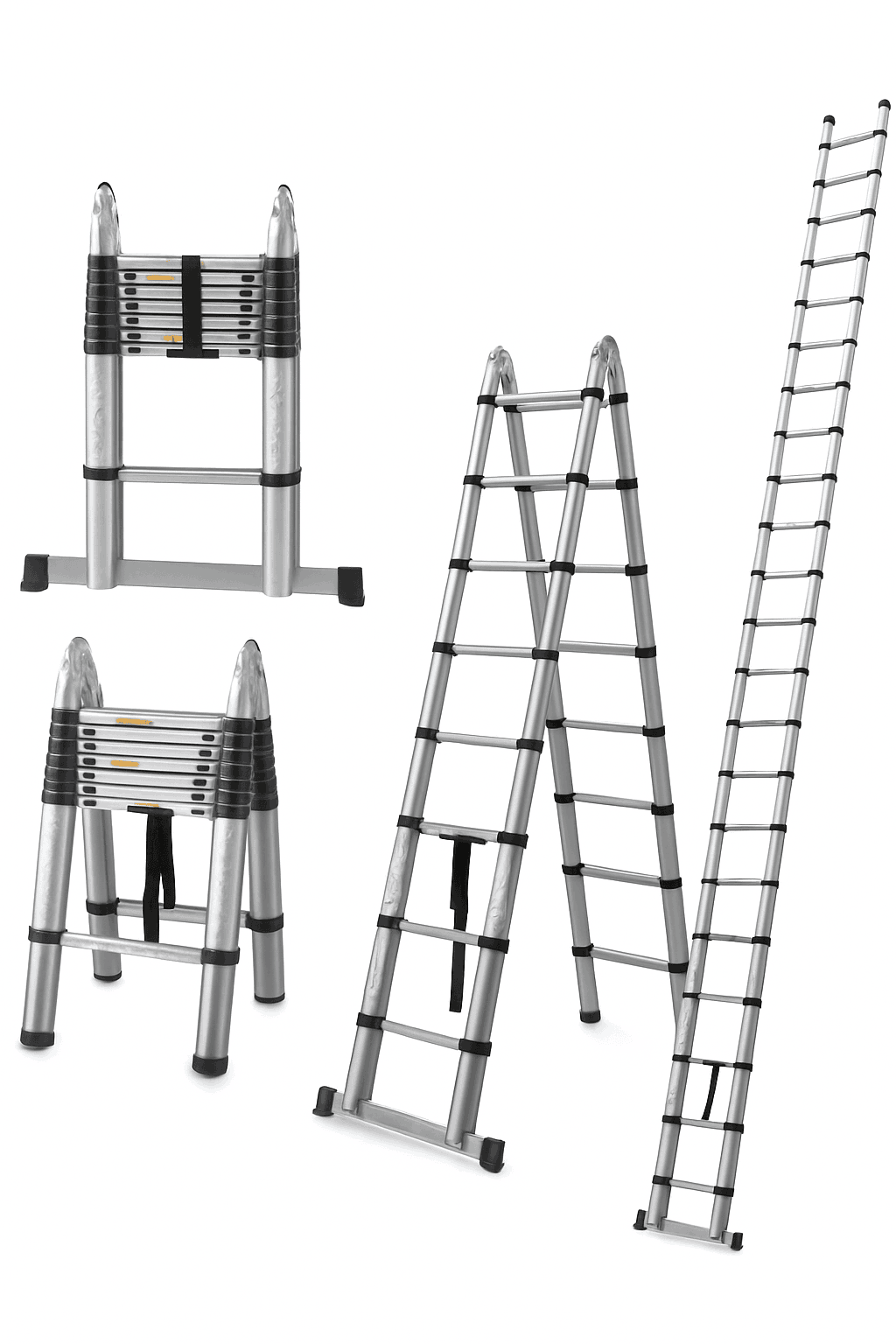 5M Telescopic Stainless Steel A-Frame Folding Ladder-GERMANY