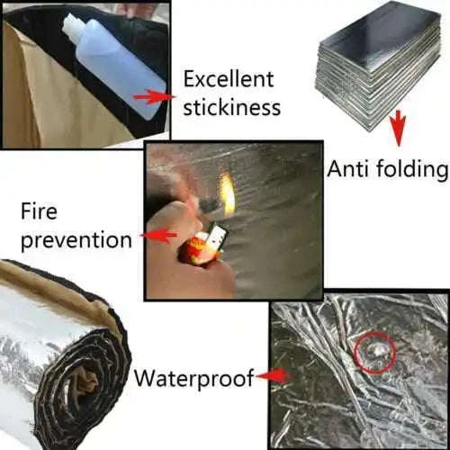 5mm Aluminum Foil Car Sound Insulation Mat Set-as shown