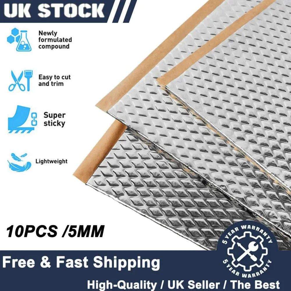 5mm Aluminum Foil Car Sound Insulation Mat Set-as shown