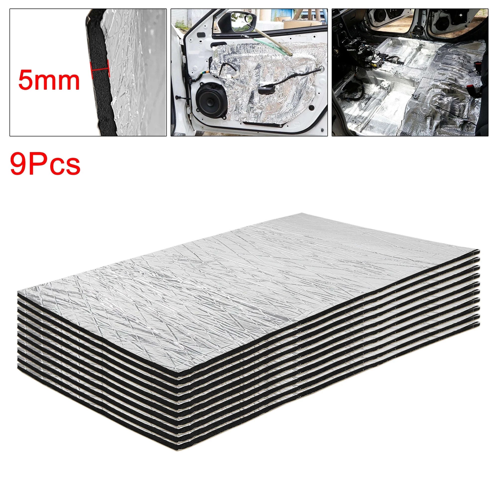 5mm Car Sound Deadener Mat Aluminum Foil Heat Shield with Roller Tool-10pcs 5mm 40x20cm / China Mainland