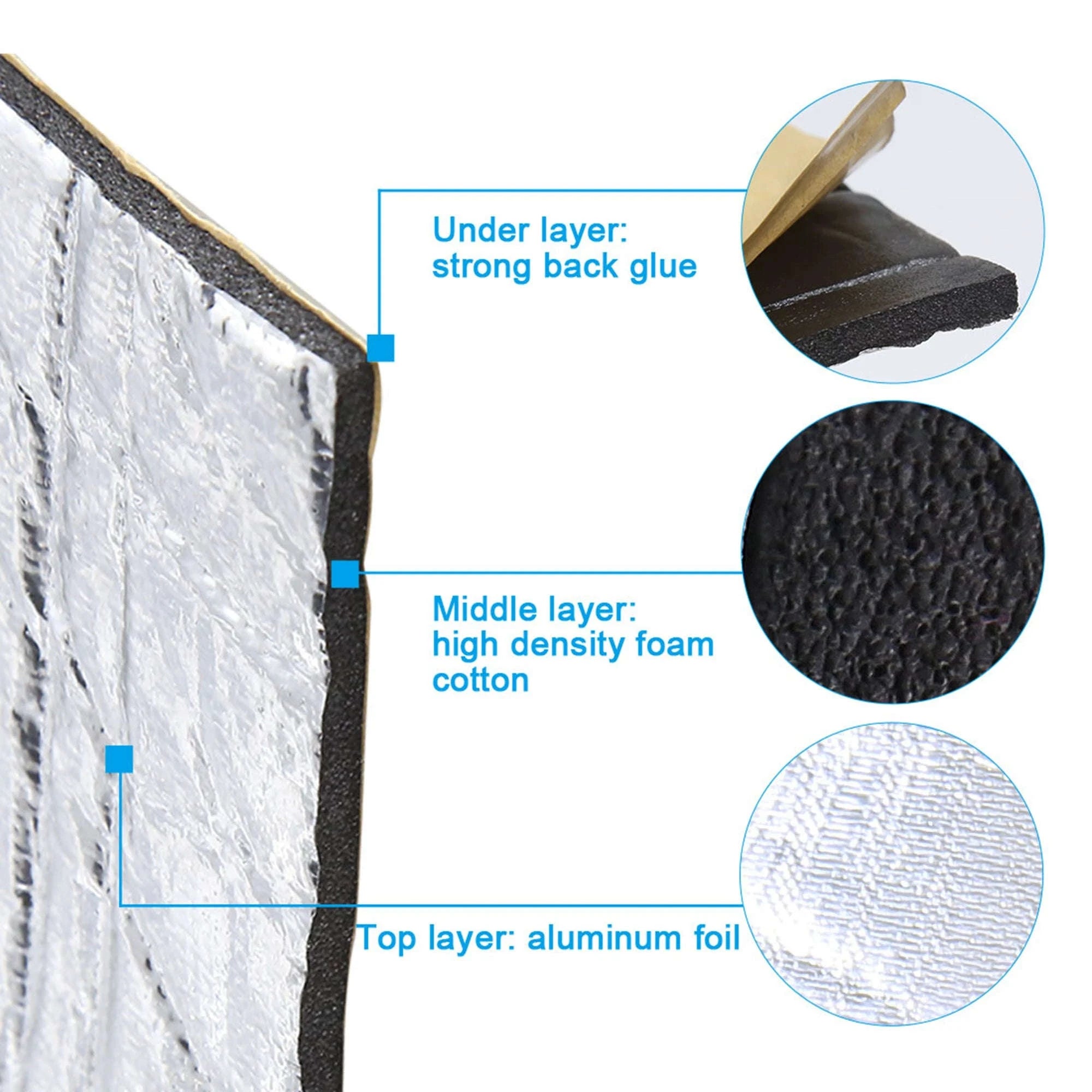 5mm Car Sound Deadener Mat Aluminum Foil Heat Shield with Roller Tool-10pcs 5mm 40x20cm / China Mainland