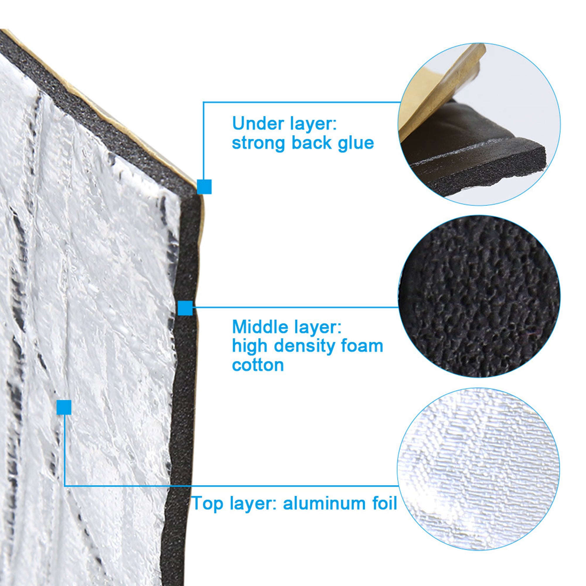 5mm Car Sound Deadener Mat Aluminum Foil Heat Shield with Roller Tool-10pcs 5mm 40x20cm / China Mainland