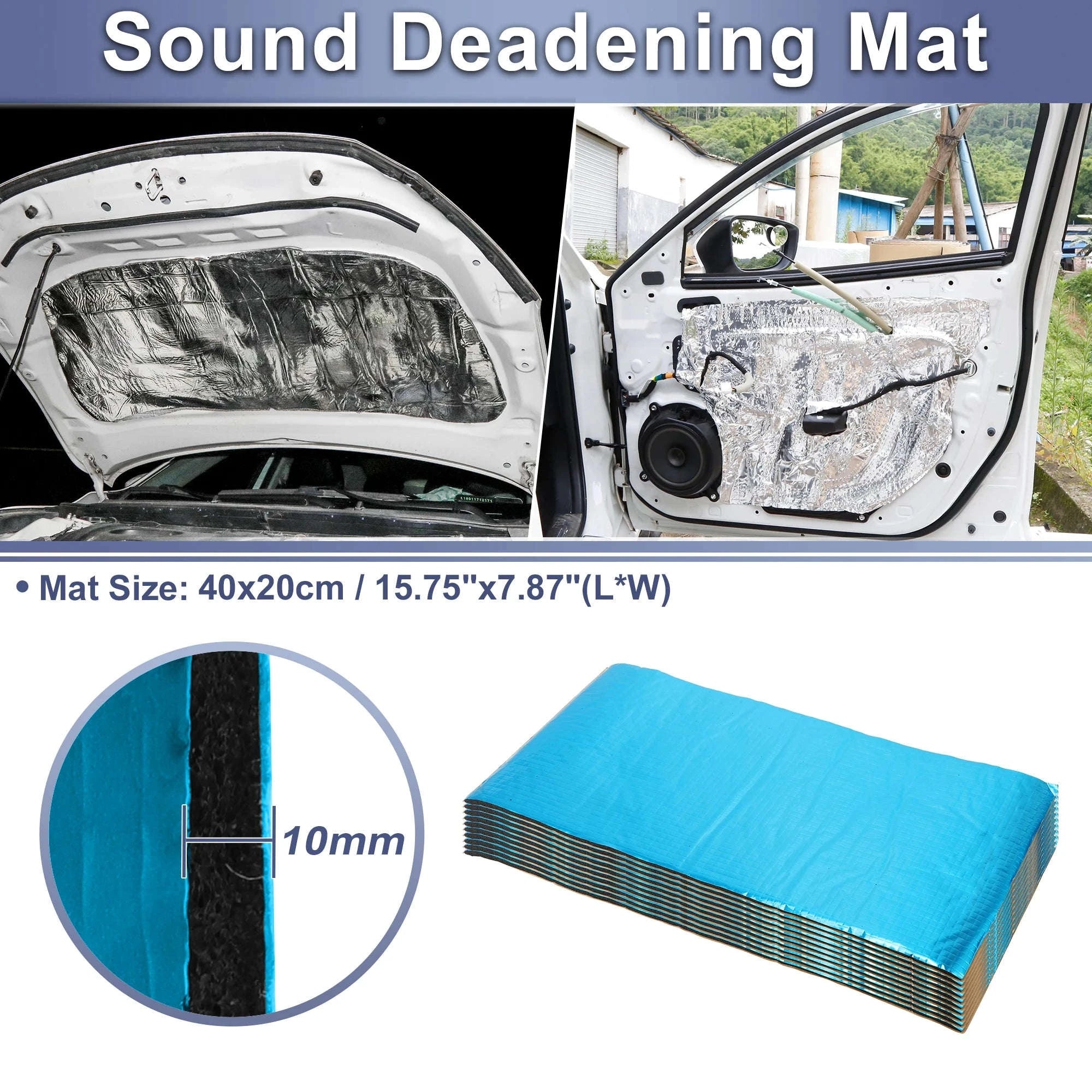 5mm Car Sound Deadener Mat Aluminum Foil Heat Shield with Roller Tool-10pcs 5mm 40x20cm / China Mainland