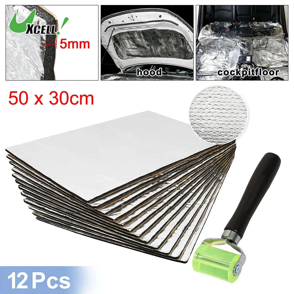5mm Car Sound Deadener Mat Aluminum Foil Heat Shield with Roller Tool-10pcs 5mm 40x20cm / China Mainland