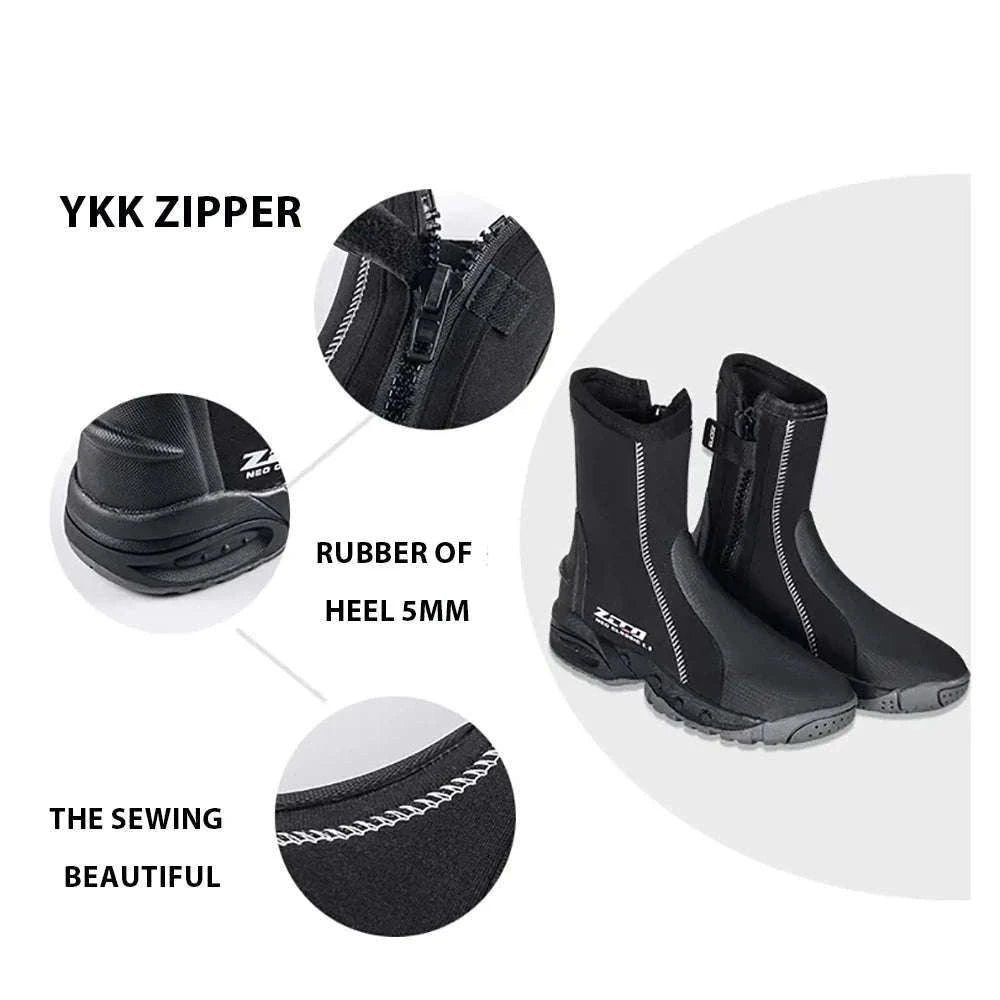 5mm Neoprene Dive Boots with Side Zipper for Water Protection-8(39-40) / BB51